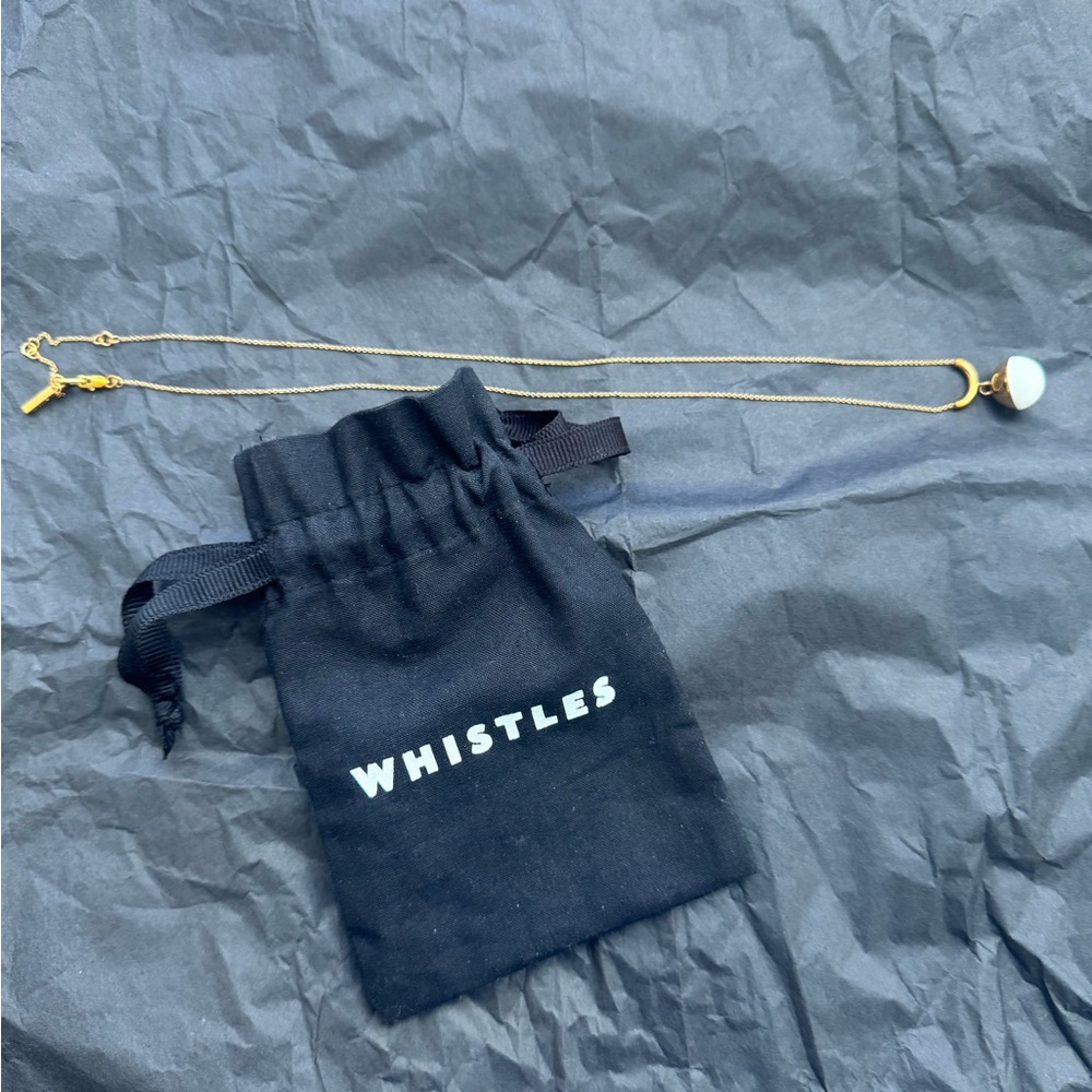New! Whistles UK Gold Plated 22 inch Chain with White Pendant